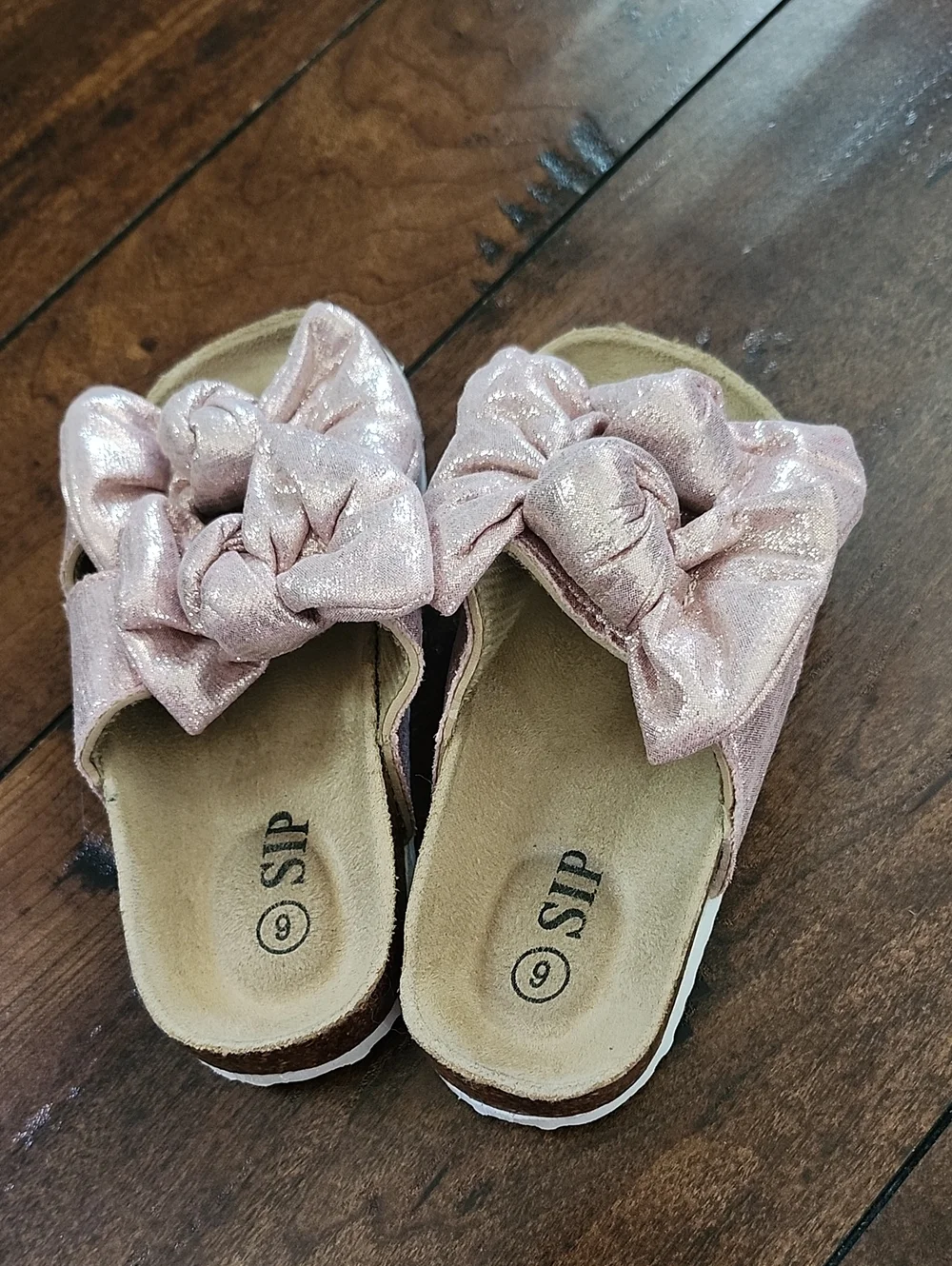 3/$15! Sip Size Little Kid 9 Pink Bow Slide Sandals